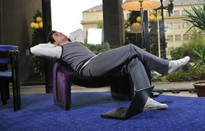 young businessman relaxing